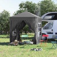 Outsunny 2 x 2m Waterproof Gazebo, Pop Up Gazebo with Removable Walls and Carrying Bag for Party and Camping, Black Aosom UK