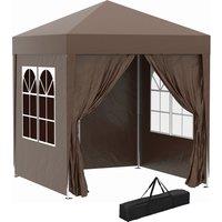 Outsunny 2 x 2m Pop Up Gazebo with Sides, Waterproof Canopy for Outdoor Events, Garden Parties and Camping, Coffee Aosom UK