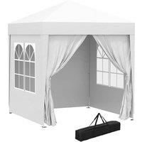 Outsunny 2 x 2m Pop Up Gazebo with Sides, Waterproof Gazebo with Steel Frame for Outdoor Events, Parties and Gatherings, White Aosom UK