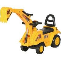 HOMCOM 2 in 1 Kids Ride On Tractor Pull Cart with Bucket, Under Seat Storage, Horn, High Backrest, for 1.5-4 Years Old, Yellow Aosom UK