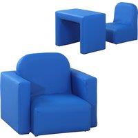 HOMCOM Toddler 2-in-1 Sofa Chair for Playroom, Comfortable Child's Armchair for Relaxation & Play, Blue Aosom UK
