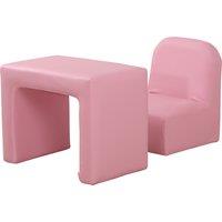 HOMCOM 2 In 1 Toddler Sofa Chair, 48 x 44 x 41 cm, for Game Relax Playroom, Pink Aosom UK