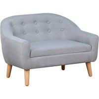 HOMCOM 2 Seater Toddler Chair Kids Mini Sofa Children Armchair Seating Chair Bedroom Playroom Furniture Wood Frame Grey Aosom UK