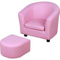 HOMCOM Children's Mini Sofa with Footstool, Thick Padding, Anti-slip Feet, 30 x 28 x 21cm, Pink Aosom UK