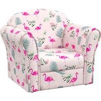 AIYAPLAY Kids Armchair with Flamingo Design, Wooden Frame, for Bedroom, Playroom, Kids Room, Pink Aosom UK