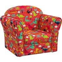 AIYAPLAY Kids Armchair with Dinosaur Design, Wooden Frame, for Bedroom, Playroom, Kids Room, Red Aosom UK