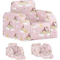 AIYAPLAY Childrens Sofa Couch Foldable Toddler Chair Soft Snuggle Sponge Filled for Bedroom Playroom, Aged 18 Months to 3 Years, Pink Aosom UK