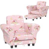 AIYAPLAY 2 Piece Kids Sofa Set with Unicorn Design, Wooden Frame, for 1.5-3 Years Old, Pink Aosom UK