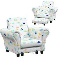AIYAPLAY 2 Piece Kids Sofa Set with Cloud Design, Wooden Frame, for 1.5-3 Years Old, White Aosom UK