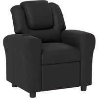 HOMCOM Kids Armchair, Kids Recliner Chair, PU Leather Kids Chair with Adjustable Backrest & Footrest, Padded Headrest, Black Aosom UK