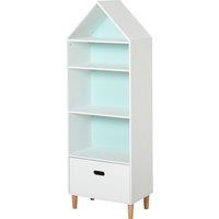 HOMCOM Children's 5-Tier Bookshelf with Drawer, MDF Storage for Books and Toys, White/Blue Aosom UK