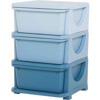 HOMCOM 3-Tier Toy Storage Box Kids Toy Storage with Removable Boxes, for Bedrooms, Playrooms & Other Children Areas, Blue Aosom UK