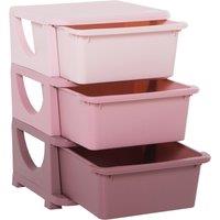 HOMCOM 3-Tier Toy Storage Box Kids Toy Storage with Removable Boxes, for Bedrooms, Playrooms & Other Children Areas, Pink Aosom UK