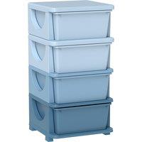 HOMCOM Four-Tier Kids Storage Boxes, with Four Drawers - Blue