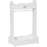 HOMCOM Kids Wood Clothes Rack Hall Tree with Storage Shelves Children Garment Rack Freestanding Wardrobe for 3-8 Years Toddler, White Aosom UK