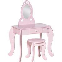 HOMCOM Kids Vanity Table & Stool Girls Dressing Set Make Up Desk Chair Dresser Play Set with Mirror Pink Aosom UK