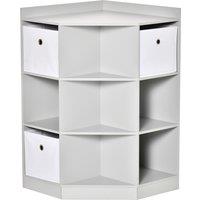 HOMCOM Kids Storage Cabinet Corner Toy Storage Organizer Bookcase for Children's Play Room/Bedroom w/ Anti-tipping Hardware Drawers, Grey Aosom UK