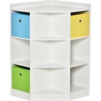 HOMCOM 3 Tier Kids Bookcase Toy Organiser Storage w/ 3 Fabric Drawers, White Aosom UK