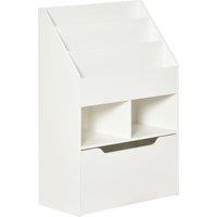 HOMCOM Kids' Bookshelf: Children's Storage Unit with Toy Drawer & Wheels, Room Organiser, White Aosom UK