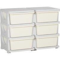 ZONEKIZ Kids Storage Units w/ 6 Drawers, 3 Tier Kids Toy Storage Organizer, Vertical Dresser Tower for Nursery Playroom Kindergarten, Cream Aosom UK