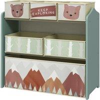 ZONEKIZ Children's Toy Storage Unit with 6 Fabric Bins, Organiser for Bedroom, Nursery, Green Aosom UK