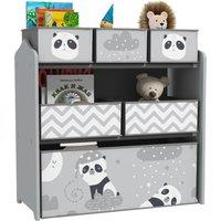 ZONEKIZ Kids Storage Unit, Toy Storage Organiser, with Six Fabric Bins, for Bedrooms, Playrooms, Nurseries - Grey Aosom UK