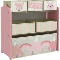 ZONEKIZ Children's Toy Storage Unit with 6 Fabric Bins, Bedroom and Nursery Organiser, 63 x 30 x 66cm, Pink Aosom UK