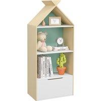 AIYAPLAY Kids Bookshelf with 3 Shelves, Drawer, Anti-tip Device, Anti-Slip Foot Cover, for Kids Room, Green Aosom UK