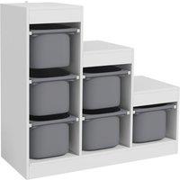 AIYAPLAY Toy Storage Organiser, Three-Layer Kids Toy Storage Units, with Removable Bins, for Ages 3-8 Years, Grey