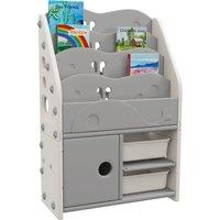 AIYAPLAY Kids Storage Units with 2 Storage Boxes, 4 Tier Bookshelf, Cabinet, 67 x 29 x 98cm Light Grey Aosom UK