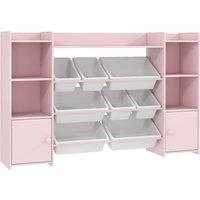 AIYAPLAY Kids Toy Organizers and Storage with 8 Removable Storage Bins and Bookshelf, Pink