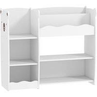 AIYAPLAY Kids Toy Storage Unit, Bear Design Kids Bookshelf and Toy Organiser, for Bedroom, Nursery, Playroom, White