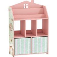 AIYAPLAY Kids Bookshelf with Storage, Toy Storage Unit with Book Display, Shelves and Fabric Drawers for Playroom Nursery, Pink