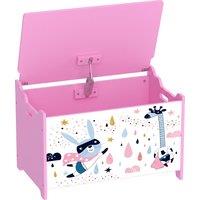 AIYAPLAY Storage Chest, Wooden Toy Chest with Lid, Flip-Top, Security Hinges and Anti-Pinch Design for Kids, Pink