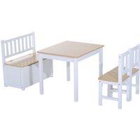 HOMCOM Pine Wood Kids 4 Pc Furniture Set-Oak/White Aosom UK