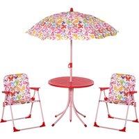 Outsunny Kids Folding Picnic Table and Chairs Set Color Stripes Outdoor w/ Parasol Aosom UK