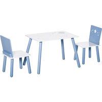 HOMCOM Kids Table and Chairs Set 3 Pieces 1 Table 2 Chairs Toddler Wooden Multi-usage Easy Assembly 