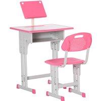 HOMCOM Children's Study Desk and Chair Set, Adjustable Height with Drawer, Bookshelf, Cup Holder & Pen Groove, Pink Aosom UK