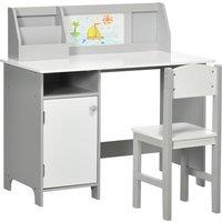 HOMCOM Toddler Activity Station: Table & Chair Set with Dry Erase Top, 2 Piece, Grey Aosom UK