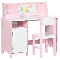 HOMCOM Kids Table and Chair Set Two-Piece Table and Chair Set Multi Use Toddler Furniture w/ Whiteboard - Pink Aosom UK