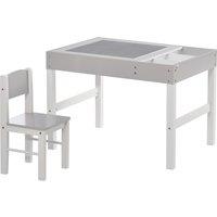 ZONEKIZ Kids Table and Chair Set, with Storage Space - Grey Aosom UK