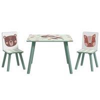 ZONEKIZ Kids Table and Chairs, Children Desk with 2 Chairs, 3 Pieces Toddler Activity Furniture Set 