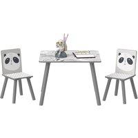 ZONEKIZ Kids Table and Chair Set, Toddler Table with 2 Chairs, Toddler Furniture Set, for Ages 3-8 Years - Grey Aosom UK