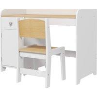 ZONEKIZ Kids Desk and Chair Set for 3-6 Year Old with Storage Drawer, Study Table and Chair for Children, White Aosom UK