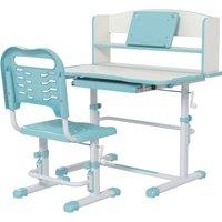ZONEKIZ Height Adjustable Kids Study Table and Chair Set, with Drawer, Storage Shelf, 80 x 54.5 x 104 cm, Blue