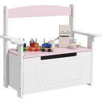 AIYAPLAY 2-in-1 Toy Box for Kids with Lid for Bedroom, Nursery, Playroom, Pink Aosom UK
