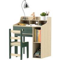 AIYAPLAY Kids Desk and Chair Set with Storage Shelves and Drawer, Green Aosom UK