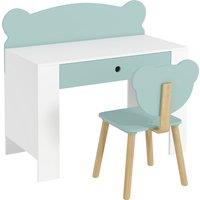 AIYAPLAY Kids Desk and Chair Set with Drawer for Drawing, Reading, Bear Theme Children Furniture for Bedroom, Daycare, Green