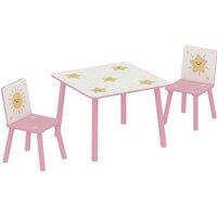 AIYAPLAY 3-Piece Toddler Table and Chair Set, Kids Table with 2 Chairs Set for Bedroom, Nursery, Playroom, Pink