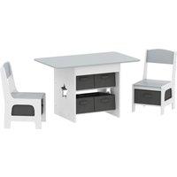 AIYAPLAY Kids Table and Chair Set, Toddler Table and 2 Chairs Set with 6 Removable Drawers, for Boys Girls Ages 3-8, Light Grey